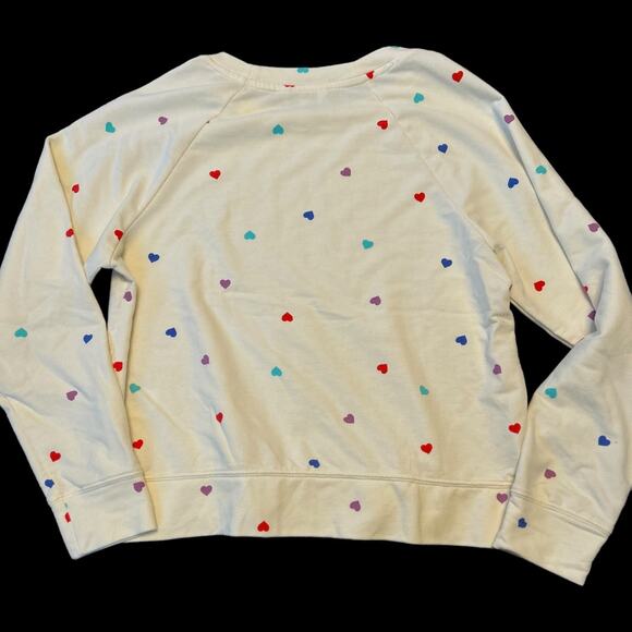 NWOT Wildfox Multicolored on Cream Heart Motif French Terry Sweatshirt Size S - Picture 4 of 7